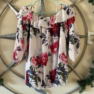 White and Pink Floral Shirt